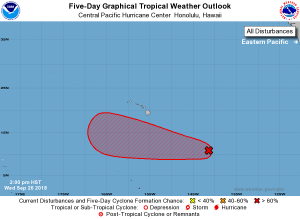Latest Tropical Outlook from the Central Pacific Hurricane Center. Image: CPHC