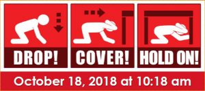 The instructions are straightforward: at 10:18am on October 18, everyone should drop, cover, and hold on. Image: ShakeOut.org