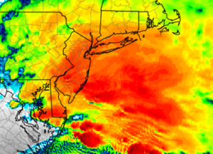 The heaviest rain from this nor'easter should fall on the Jersey Shore. Image: NWS