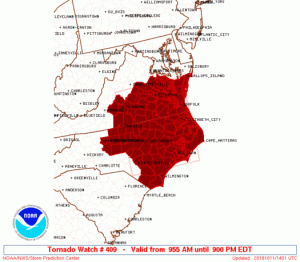 A Tornado Watch has been issued by the National Weather Service. Image: NWS