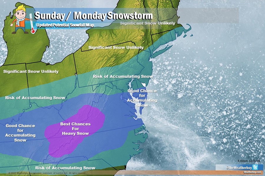 Another early season winter storm will impact portions of the Eastern US this weekend. Image: weatherboy.com