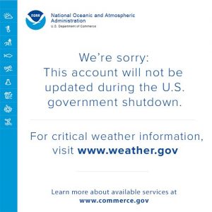 One of many social media account messages that appear online in light of the government shutdown. Image: NOAA