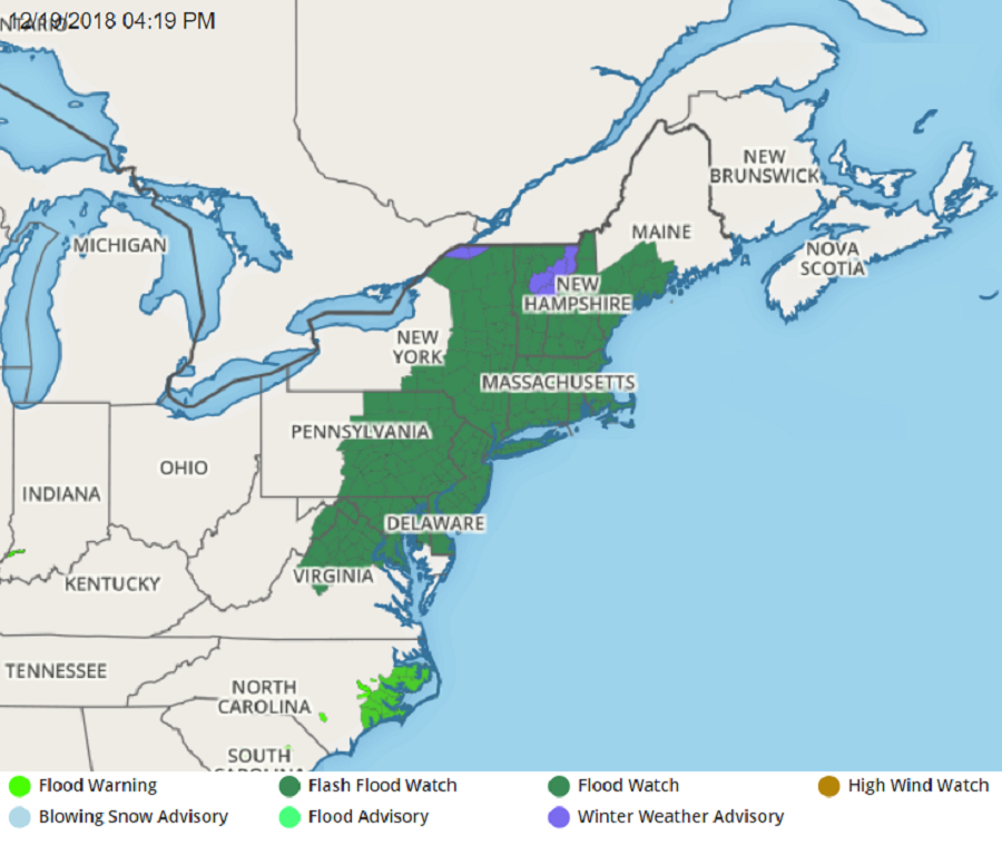 A large storm pushing into the northeast has prompted the National Weather Service to issue many products ahead of the storm.  Image: weatherboy.com