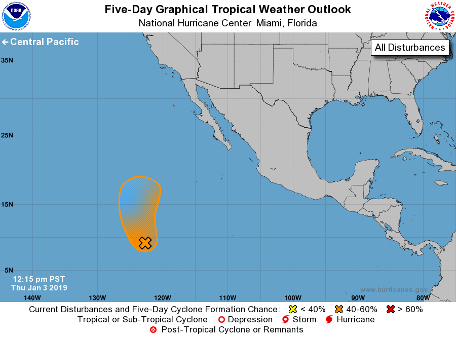Unusual sight: a tropical outlook from the National Hurricane Center in January. Image: NHC