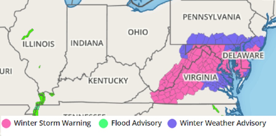 Warnings and advisories from the National Weather Service remain up this afternoon.  Image: weatherboy.com