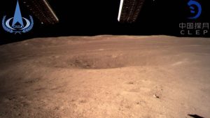 After Chang’e 4 safely touched down, the lander’s cameras sent back this image of the Von Karman crater that its rover will now explore. Image: China National Space Administration