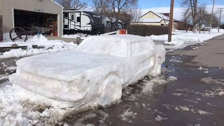 A snow sculpture in Nebraska has been getting a lot of attention online. Image: Nebraska State Patrol