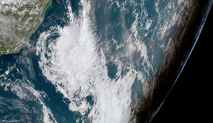 High-resolution GeoColor view of Iba located just off the case of Brazil.  Image: NOAA
