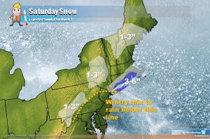 Another round of snow is expected on Saturday in the northeast. Image: weatherboy.com