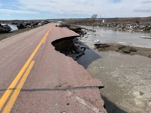 Roads and highways are washed away in portions of Nebraska as a result of epic floods there. Image: Nebraska Governor Pete Ricketts / Twitter