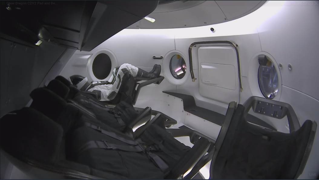 "Ripley" flew to the ISS on the SpaceX Crew Demo flight. This particular capsule is presumed to be destroyed after a weekend anomaly. Image: SpaceX