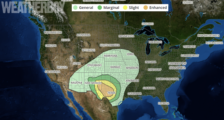 Today will be the first of a multi-day severe weather event that'll unfold across the country. Image: weatherboy.com