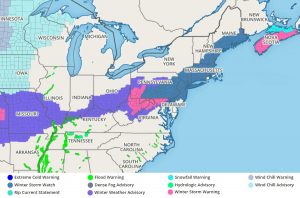 Winter Storm Watches and Warnings have been posted ahead of this next winter storm. Image: weatherboy.com