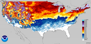 For many, the snow season continues to add up. This map reflects accumulated snow since winter began last year.  Another foot of snow could fall over portions of Montana by dinnertime today.  Image: NWS