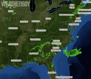 Latest RADAR does show some storms in the northeast and southeast this afternoon as of 3:20pm. Image: weatherboy.com