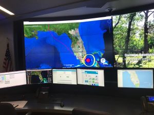 Simulated Hurricane Haley track map on display at the FPL command center. Image: Weatherboy
