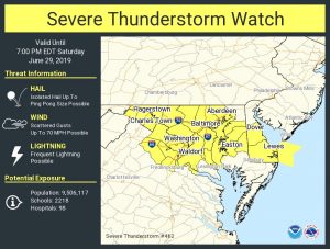 One of two Severe Thunderstorm Watches now in effect for portions of the Mid Atlantic. Image: NWS