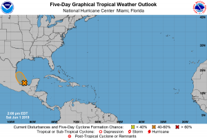 On this first official day of the 2019 Hurricane Season, meteorologists are monitoring an area in the southern Gulf of Mexico for development. Image: NHC