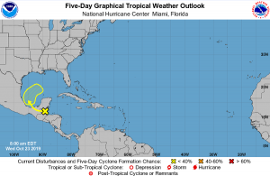 There's a slight chance that a tropical cyclone will form in the Gulf of Mexico over the next 5 days. Image: NHC
