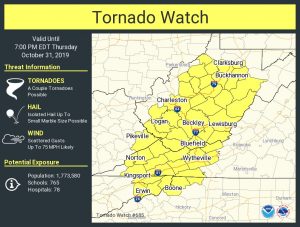 A Tornado Watch has been issued for this afternoon.  Image: NWS