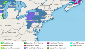 Winter Storm Watches are being issued by the National Weather Service ahead of the weekend winter storm. Image: weatherboy.com