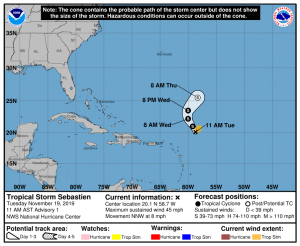 Official storm track from the National Hurricane Center.  Image: NHC