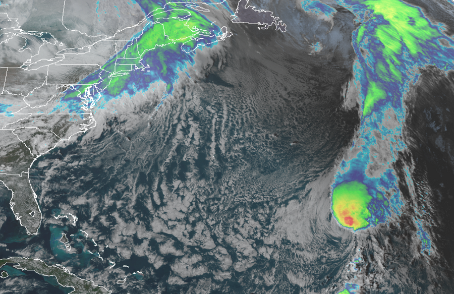 Sebastien spins about well east of the U.S. East Coast. Image: NOAA
