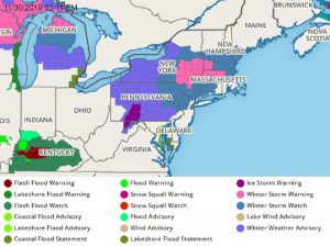 Winter Storm Warnings are now in effect where the heaviest snow is forecast to fall in the northeast. Image: weatherboy.com