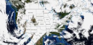 Simulated satellite view shows most of the U.S. under cloudy skies for at least part of Thanksgiving Day. Image: weatherboy.com