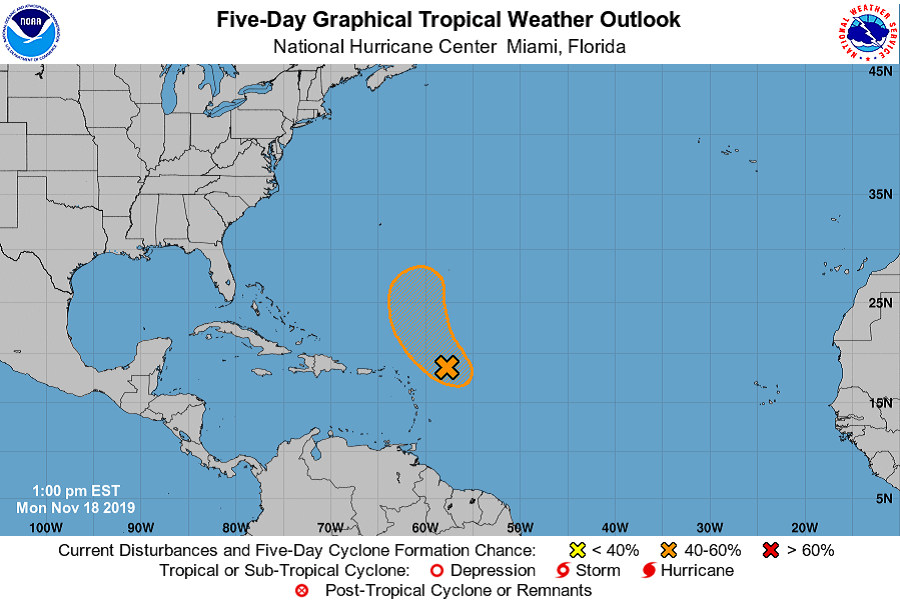 The latest Tropical Outlook map from the National Hurricane Center. Image: NHC