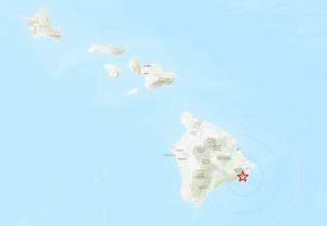 Officials say there is no tsunami expected from the earthquake that struck near Kalapana, Hawaii today. Image: USGS