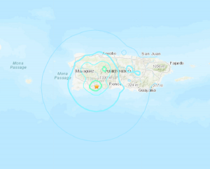A strong 5.0 earthquake has struck Puerto Rico again. More than 2,000 earthquakes have hit Puerto Rico since the end of December. Image: USGS