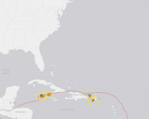 The Caribbean has been very active over the last 24 hours. In addition to the quakes near Jamaica and the Cayman Islands and the unrelated south Puerto Rico ones, a new swarm appears to be forming north and west of Puerto Rico east of Punta Cana, Dominican Republic. Image: USGS