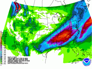 Precipitation amounts are forecast to be quite heavy over the next 7 days.  Image: NWS