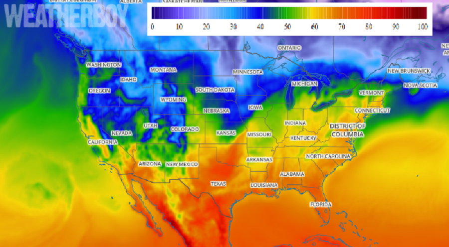 Today will feature mild to warm air over a large part of the country. Image: weatherboy.com