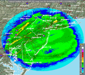 This precipitation summary review of storms that moved through the region on April 13, 2020 shows the range of the RADAR unit being upgraded next week. Image: NWS