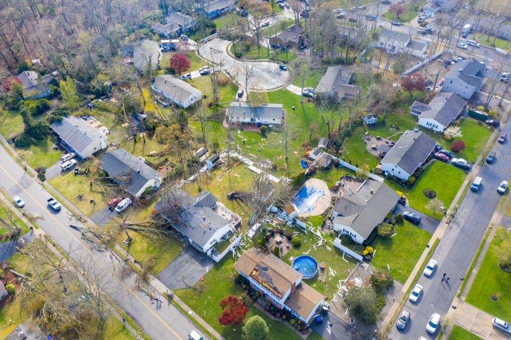 View of storm damage over Toms River, NJ from April 21, 2020 storms. Image: Toms River Police Department