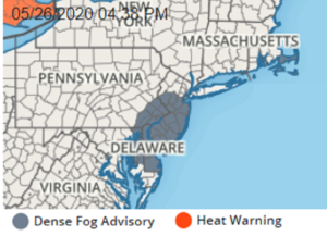 The Dense Fog Advisories go in effect tonight. Image: weatherboy.com