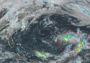 A disturbance in the Atlantic could become the third tropical system of a season that doesn't officially kick-off until Monday. Image: NOAA