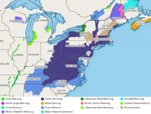 The National Weather Service is warning about frost and freeze threats across a large portion of the eastern United States. Image: weatherboy.com