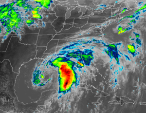 Latest satellite view of Tropical Storm Cristobal in the Gulf of Mexico. Image: NOAA