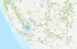 The epicenter of this evening's earthquake was west of Los Angeles. Image: USGS