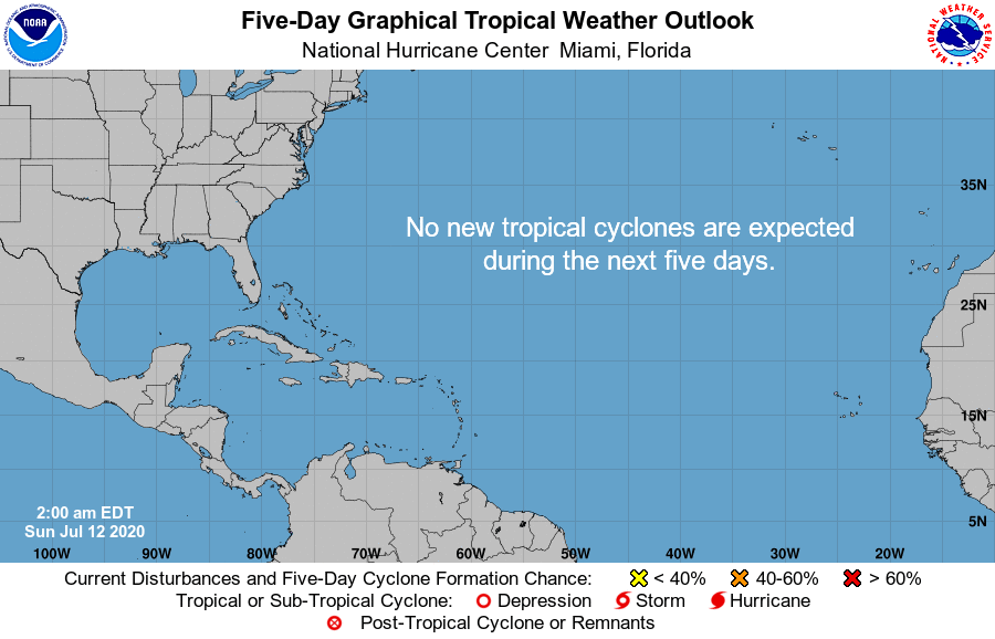 With Tropical Storm Fay gone, the Atlantic is quiet again.  Image: NHC
