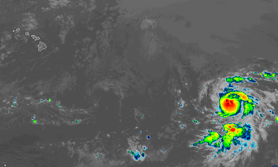 Hurricane Douglas continues to march west, getting closer to Hawaii with every passing hour. Image: NOAA