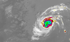 Hurricane Douglas approaches Hawaii, as this view from the GOES-West weather satellite shows. Image: NOAA