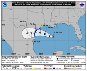 Latest official track of the tropical cyclone in the Gulf of Mexico.  Image: NHC