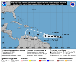 The official forecast from the National Hurricane Center brings this latest storm into the Caribbean over the next 5 days. Image: NHC