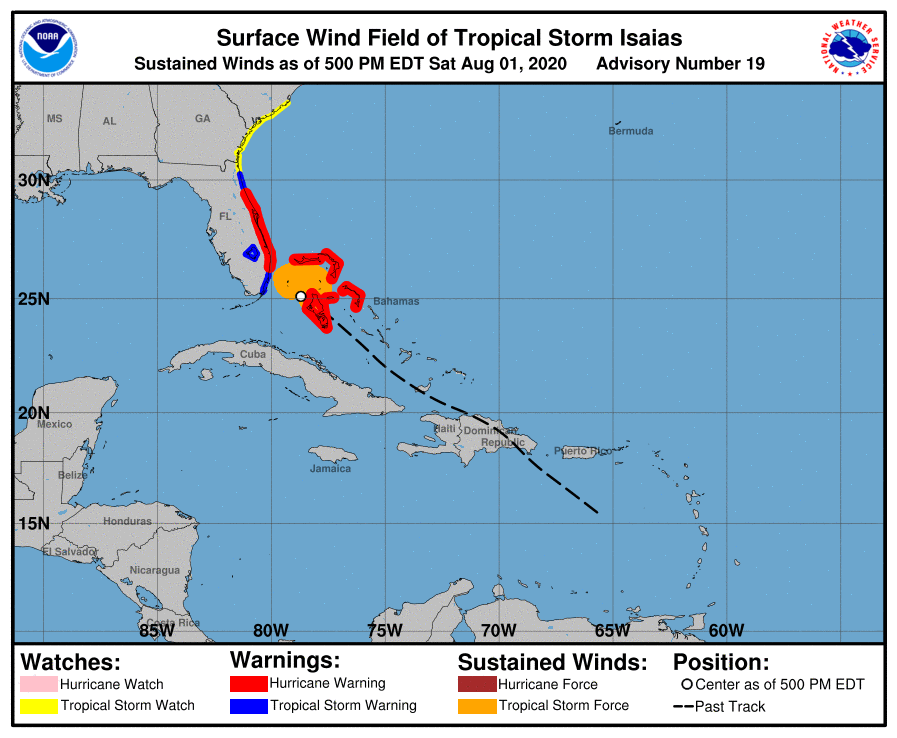 Additional advisories have been issued due to Isaias. Image: NHC