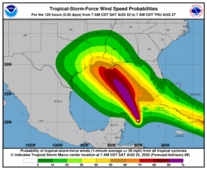 It is likely tropical storm force winds will spread across much of the Gulf of Mexico with time, with some areas likely to see hurricane conditions. Image: NHC
