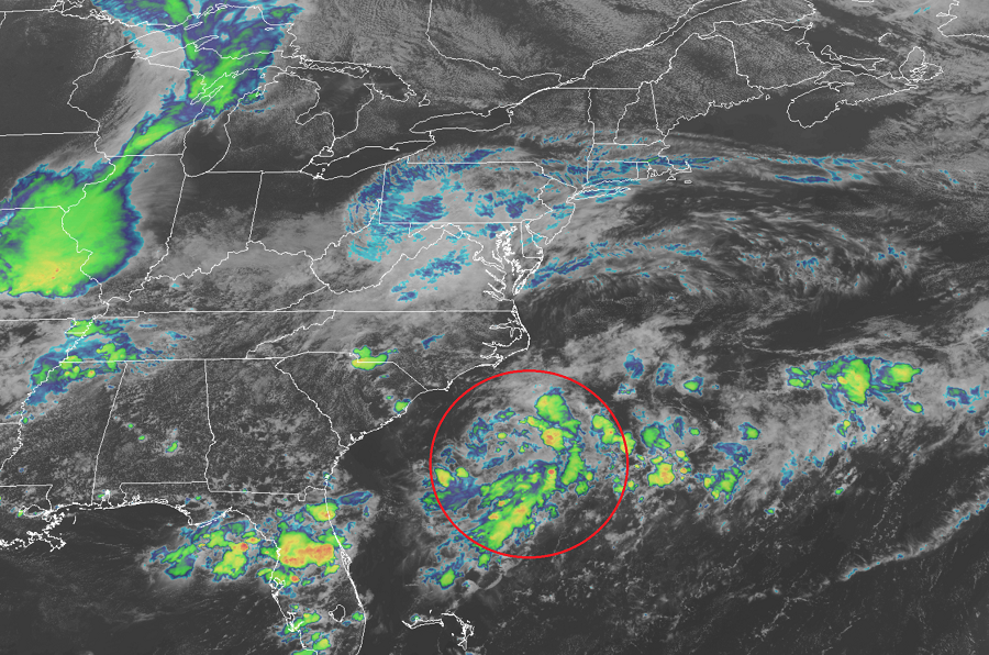 The circled area is where a tropical depression appears to be forming now. Image: NOAA